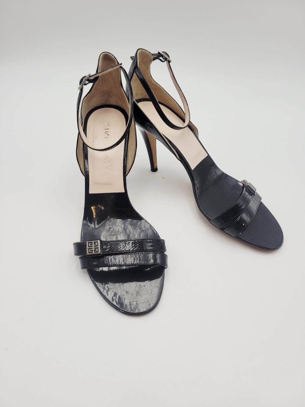 Givenchy Black Patent Leather Caged Open Toe Sandals Sz 38 Heeled Sandals Italy